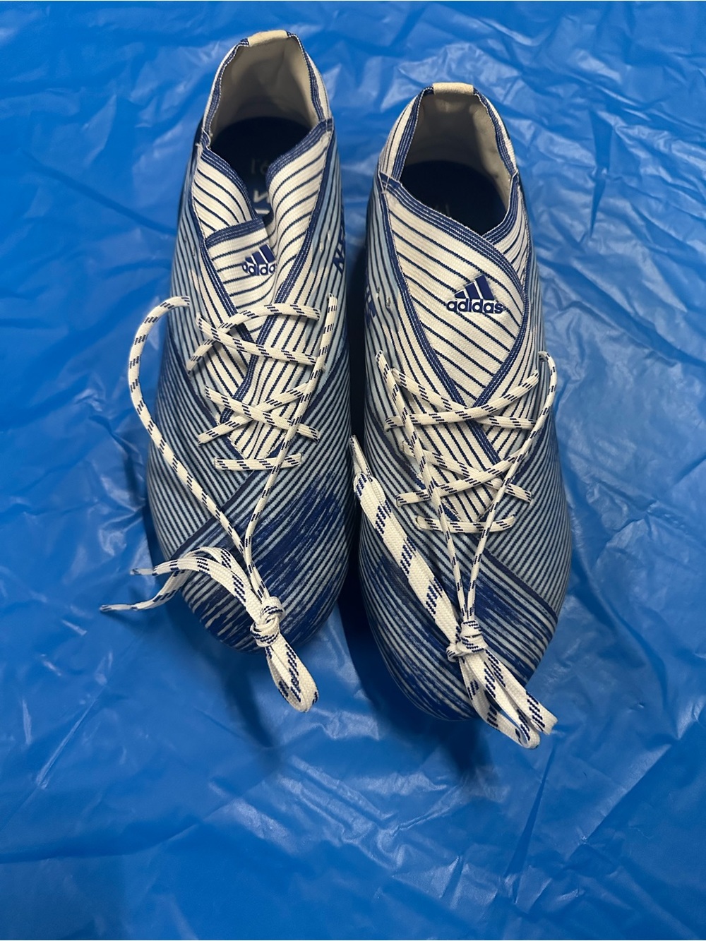 adidas Men's Navy and White Striped Athletic Shoes